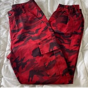 Red camo cargo pants